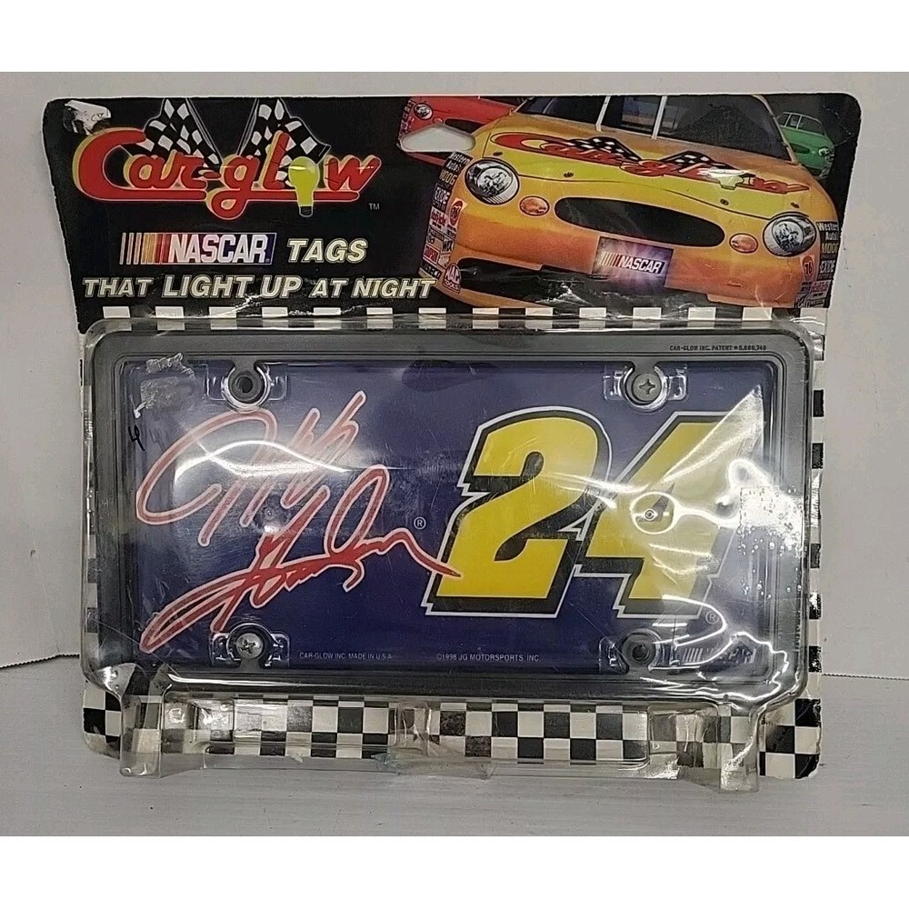 Rare Vintage Car Glow Lighted Auto Nascar Tag  1998 Jeff Gordon 24